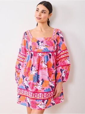 Printfresh Organic Cotton Maria Dress in Pelican Palms Size XL